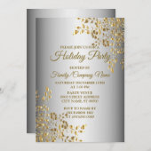 クリスマスゴールデンフラワーズホリデーズパーティの招待状 招待状 (正面/裏面)
