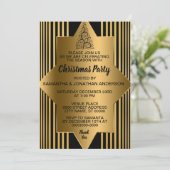 クリスマスゴールデンブラックジオメトリックエレガントパーティーinv 招待状 (スタンド正面)