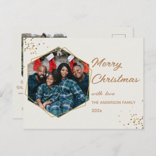 クリスマスゴールデンヘキサゴン写真 ポストカード (正面/裏面)