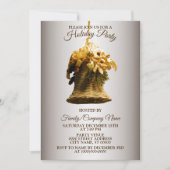 クリスマスゴールデンベルイエローフラワーホリデーズパーティー 招待状 (正面)