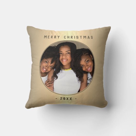 クリスマスゴールデンメタリックファミリーラウンドフォト クッション (裏面)