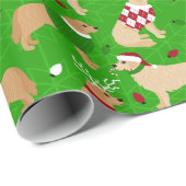 クリスマスゴールデンリトリーバーラッピング紙 ラッピングペーパー (ロールコーナー)