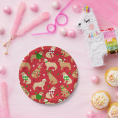 クリスマスゴールデンリトリーバー ペーパープレート (パーティー)