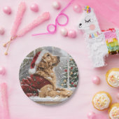 クリスマスゴールデンレトリエバーサンタドッグ ペーパープレート (パーティー)