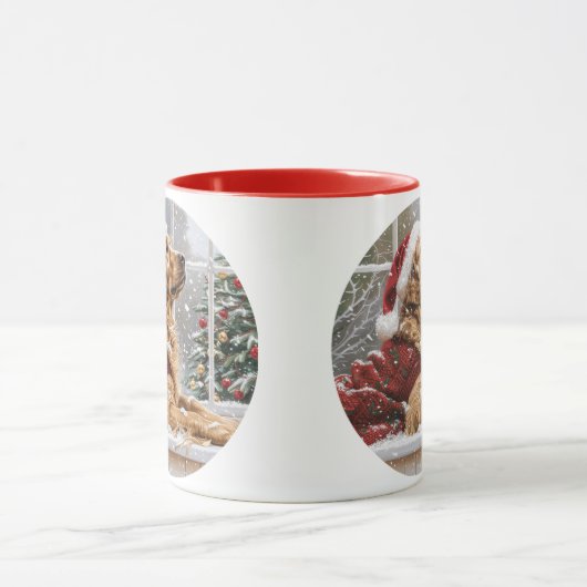 クリスマスゴールデンレトリエバーサンタドッグ マグカップ (中央)