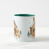 クリスマスゴールデンレトリエバードッグズジンジャーブレッドハウス マグカップ (中央)