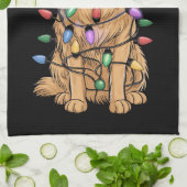 クリスマスゴールデンレトリエバードッグラバーギフトママパパ キッチンタオル (折り畳み)