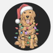 クリスマスゴールデンレトリエバードッグラバーギフトママパパ ラウンドシール (正面)