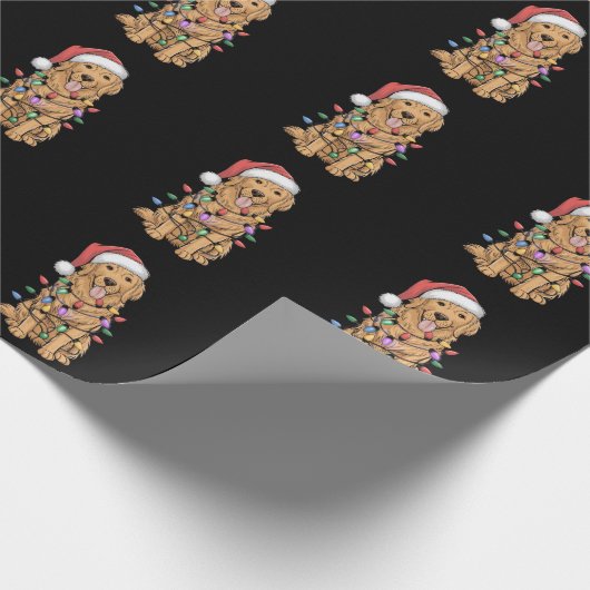 クリスマスゴールデンレトリエバードッグラバーギフトママパパ ラッピングペーパー (角)