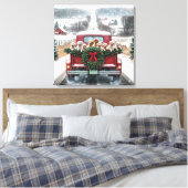 クリスマスゴールデンレトリエバーパピー キャンバスプリント (インサイチュ (寝室))