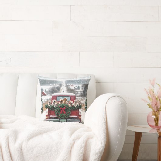 クリスマスゴールデンレトリエバーパピー クッション (ソファ)