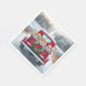 クリスマスゴールデンレトリエバーパピー スタンダードランチョンナプキン (角)