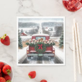 クリスマスゴールデンレトリエバーパピー スタンダードランチョンナプキン (インサイチュ)