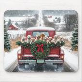 クリスマスゴールデンレトリエバーパピー マウスパッド (正面)