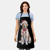 クリスマスゴールデンレトリエバーラバードッグママ エプロン (着用した状態)