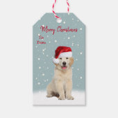 クリスマスゴールデンレトリバーで雪片ギフトラベル ギフトタグ (正面)