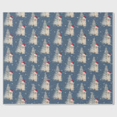 クリスマスゴールデンレトリバーとツリーオンスターズ ラッピングペーパー (フラット)