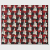 クリスマスゴールデンレトリバーとツリーオンプレイド ラッピングペーパー (フラット)