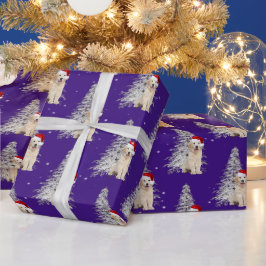 クリスマスゴールデンレトリバーとツリー ラッピングペーパー