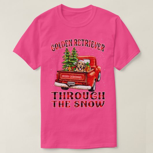 クリスマスゴールデンレトリバーを介して雪の犬Sa Tシャツ (デザイン正面)
