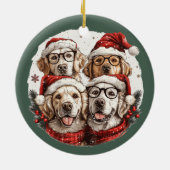 クリスマスゴールデンレトリバードッグ セラミックオーナメント (裏面)