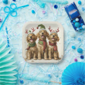 クリスマスゴールデンレトリバードッグ ペーパープレート (パーティー)