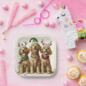 クリスマスゴールデンレトリバードッグ ペーパープレート (パーティー)