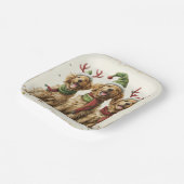 クリスマスゴールデンレトリバードッグ ペーパープレート (傾斜あり)