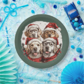 クリスマスゴールデンレトリバードッグ ペーパープレート (パーティー)