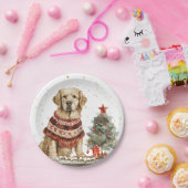 クリスマスゴールデンレトリバードッグ ペーパープレート (パーティー)