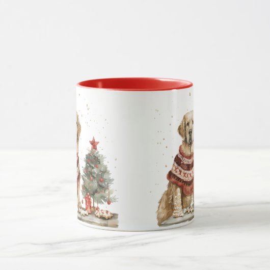 クリスマスゴールデンレトリバードッグ マグカップ (中央)