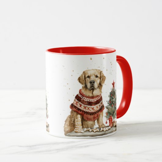 クリスマスゴールデンレトリバードッグ マグカップ (正面右)