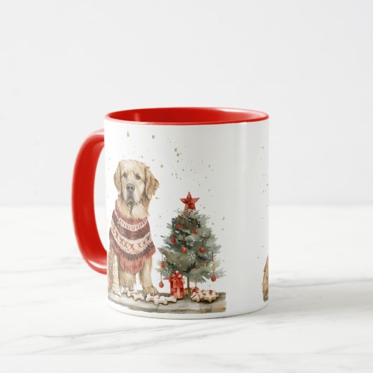 クリスマスゴールデンレトリバードッグ マグカップ (正面左)