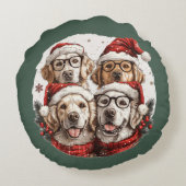 クリスマスゴールデンレトリバードッグ ラウンドクッション (裏面)