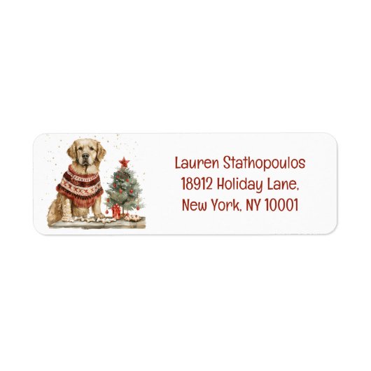 クリスマスゴールデンレトリバードッグ ラベル (正面)