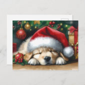 クリスマスゴールデンレトリバーパピー ポストカード (正面/裏面)