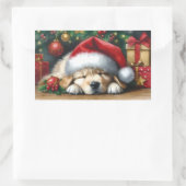 クリスマスゴールデンレトリバーパピー 長方形シール (バッグ)