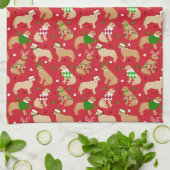 クリスマスゴールデンレトリバー キッチンタオル (折り畳み)