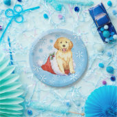 クリスマスゴールデンレトリーバー ペーパープレート (パーティー)