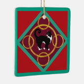 クリスマスゴールデン日の猫12のリングや輪 セラミックオーナメント (右)