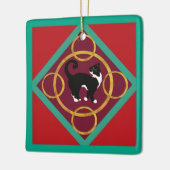 クリスマスゴールデン日の猫12のリングや輪 セラミックオーナメント (左)