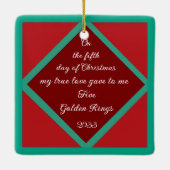 クリスマスゴールデン日の猫12のリングや輪 セラミックオーナメント (裏面)