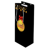 クリスマスゴールデン水玉模様 ワインギフトバッグ (正面アングル)