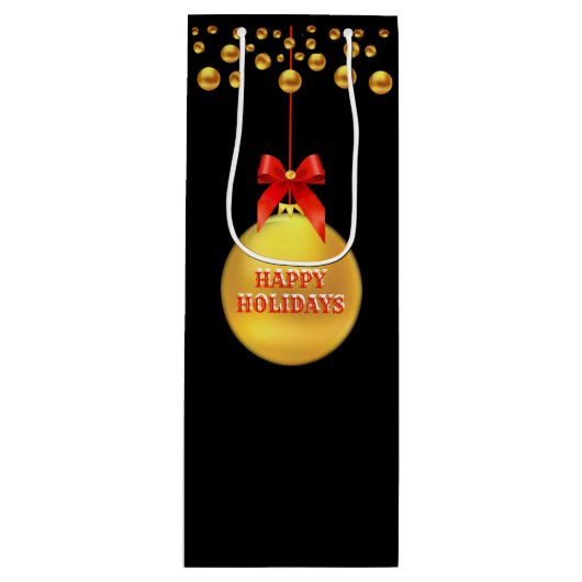 クリスマスゴールデン水玉模様 ワインギフトバッグ (正面)