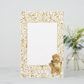 クリスマスゴールデン華美ヴィンテージサンタクロース 便箋 (スタンド正面)