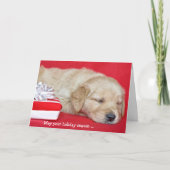 クリスマスゴールデン·レトリバーの子犬 シーズンカード (正面)