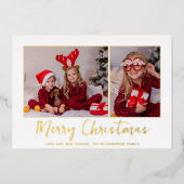 クリスマスゴールド箔の格子模様の写真 箔シーズンカード (正面)