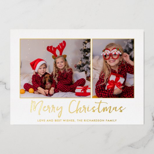 クリスマスゴールド箔の格子模様の写真 箔シーズンカード (正面)