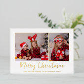 クリスマスゴールド箔の格子模様の写真 箔シーズンカード (立ち正面)