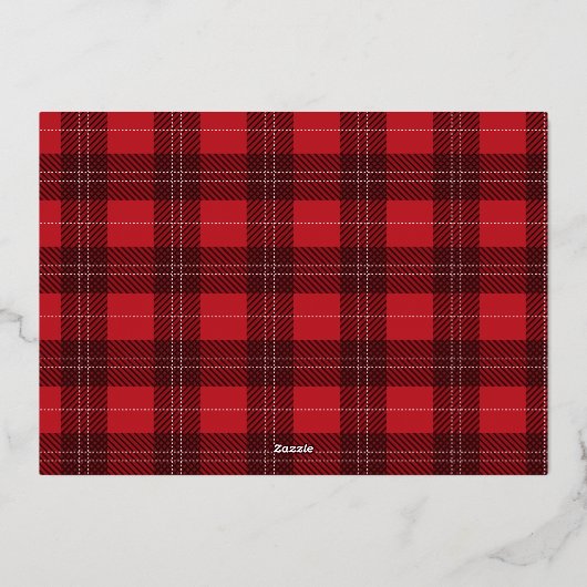 クリスマスゴールド箔の格子模様の写真 箔シーズンカード (裏面)